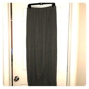 Grey wrap style maxi skirt